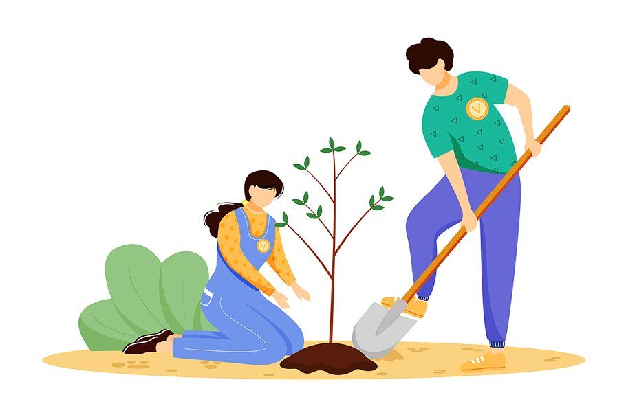 Illustration about planting a tree